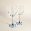 Duo de verres à pied bleu clair vintage Luminarc moyen