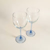 Duo de verres à pied bleu clair vintage Luminarc moyen