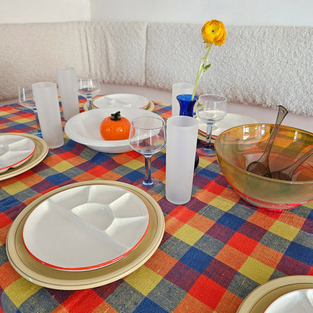 Large vintage checkered tablecloth 