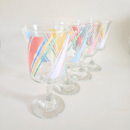 Set of 4 pastel stemmed glasses 