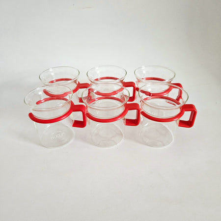 Duo of vintage red Bodum cups