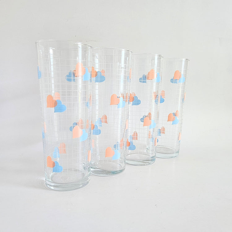 Lot de 6 verres vintage Coeurs