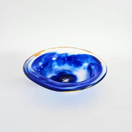Coupelle en verre soufflé bleu