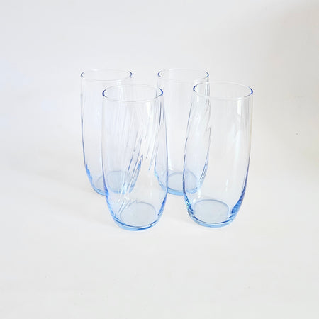 Set of 2 vintage blue high ball glasses