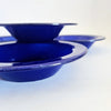 Ensemble de 4 assiettes vintage en verre deep blue