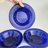 Set of 4 vintage deep blue glass plates