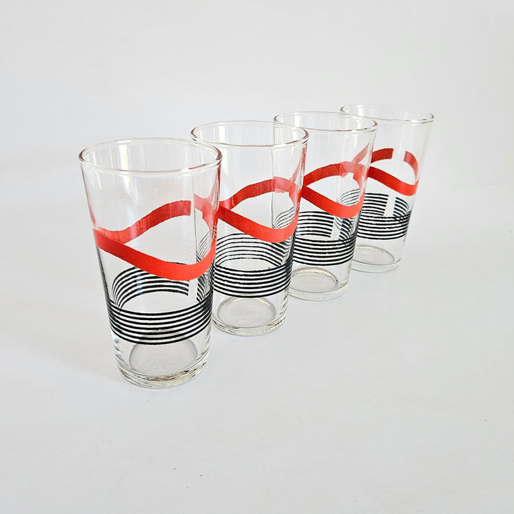 Ensemble de 4verres vintage mid-century