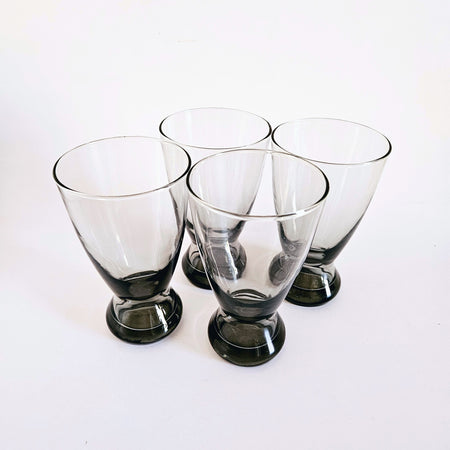 Set of 4 Libbey black smoked glasses