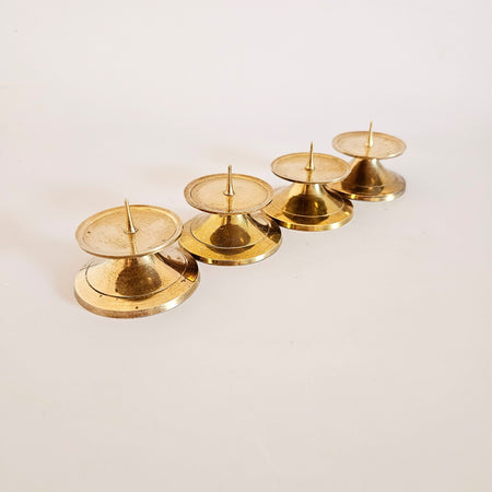 Vintage brass spike candle holder