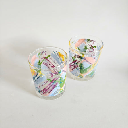 Ensemble de 2 verres vintage pastel