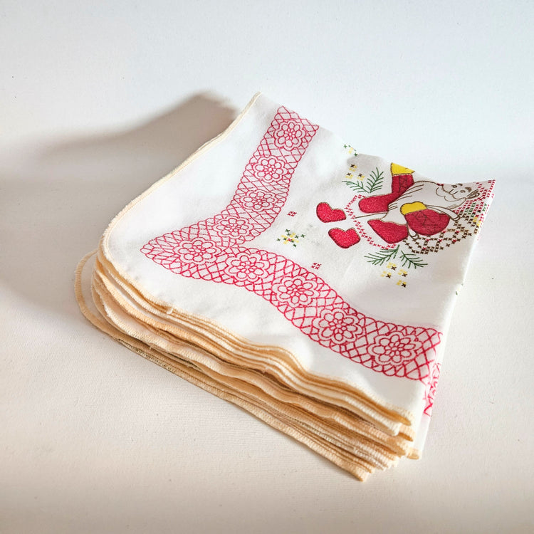 Ensemble de 2 serviettes de table de Noël vintage