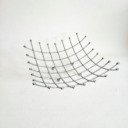 Bol à fruits quadrillé argent vintage