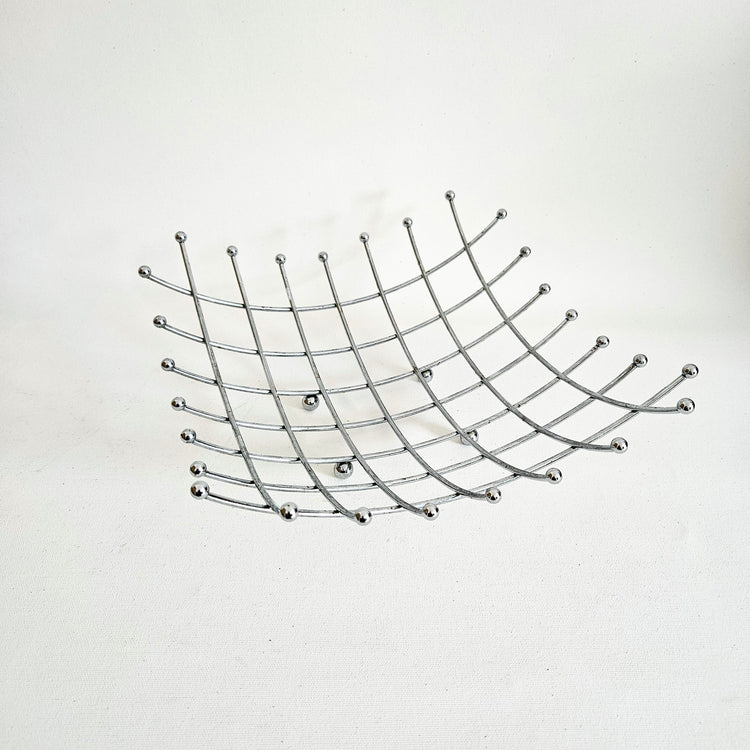 Bol à fruits quadrillé argent vintage