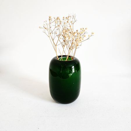 Vase soliflore vintage en verre soufflé forêt