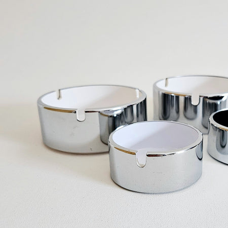 Vintage chrome ashtray, Isamu Kenmochi