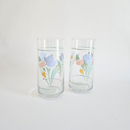 Lot de 2 verres vintages pastel Corelle