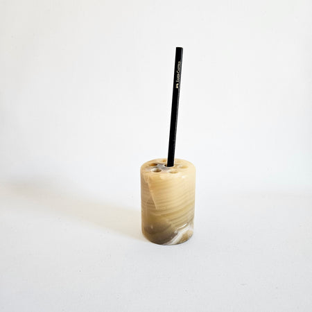 Vintage Onyx Cylinder Pencil Holder