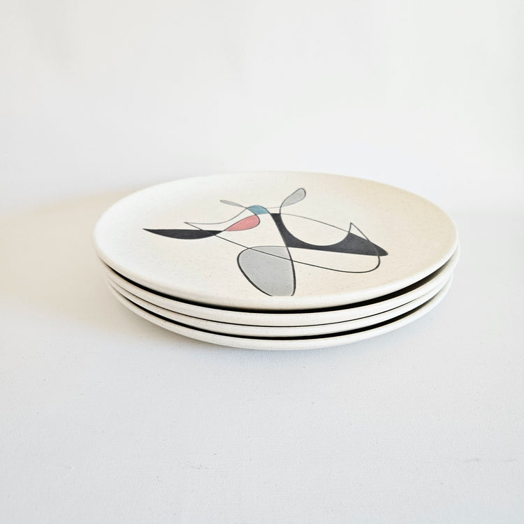 Lot de 4 assiettes vintages en céramique, Poppytrail