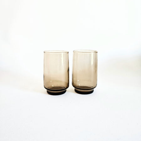 Set of 2 vintage brown smoked glasses