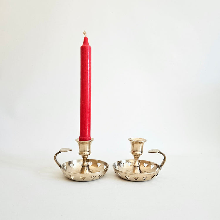 Bougeoir Coeurs en laiton vintage