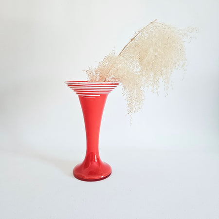 Vase soliflore rouge vintage en verre