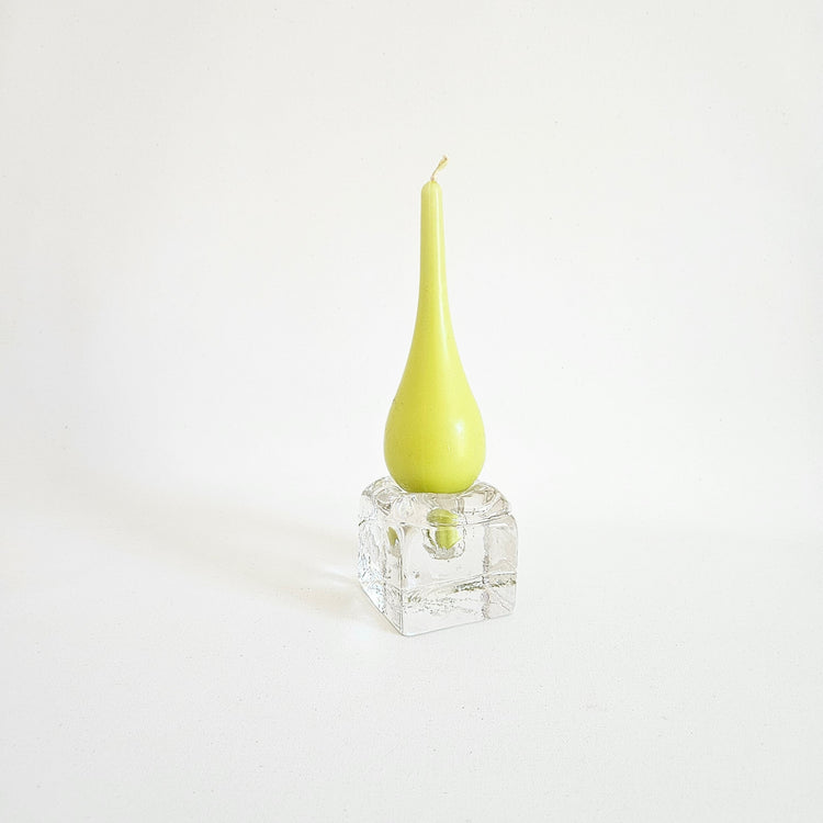 Bougeoir cube en verre vintage