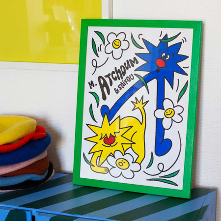 Affiche risographie 'Monsieur Atchoum'