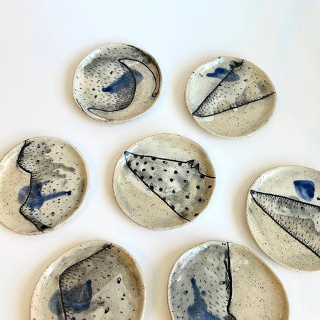 Mini assiette grès & crayon [modèles variés]