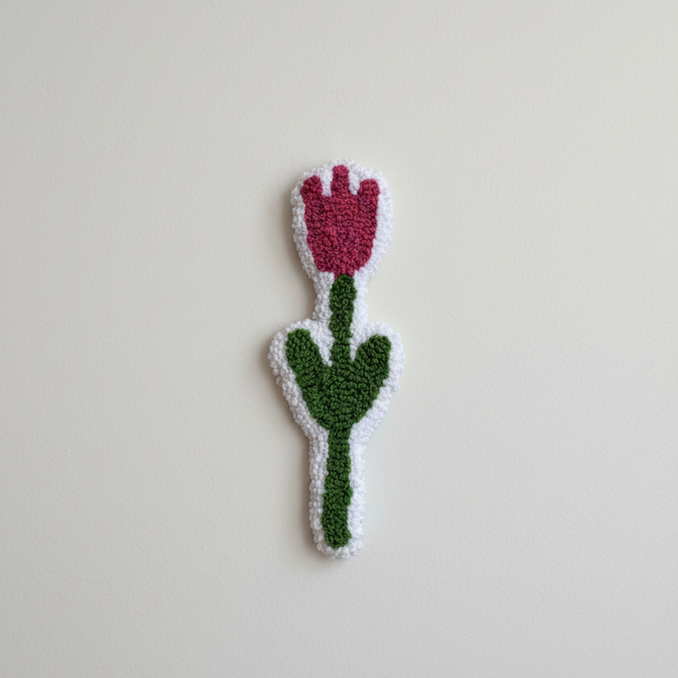 Pièce textile murale 'Pink Tulip'