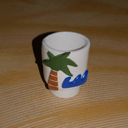 Ceramic cup tumbler palm wave
