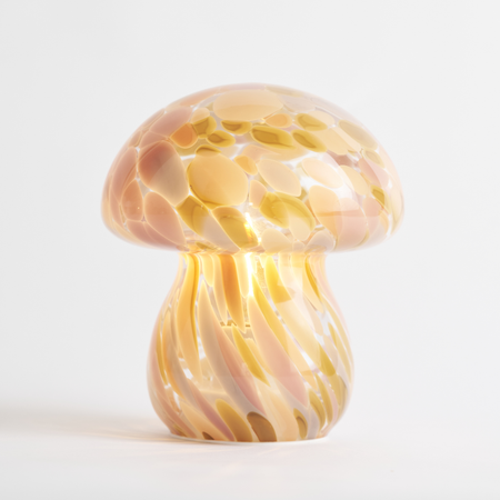 Lampe champignon rose en verre
