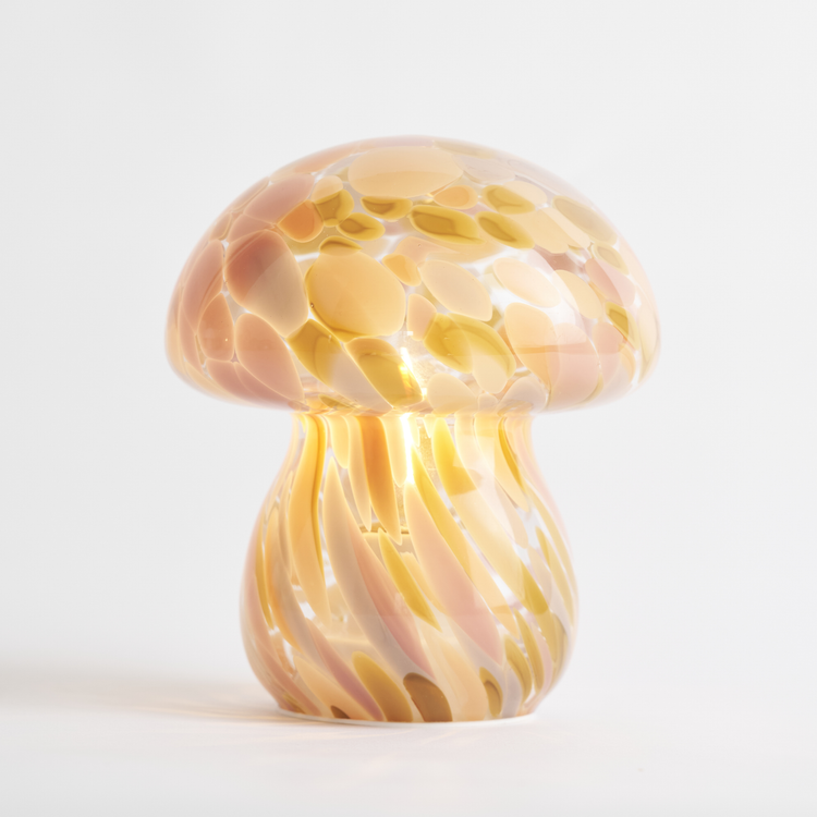 Pink mushroom glass lamp 
