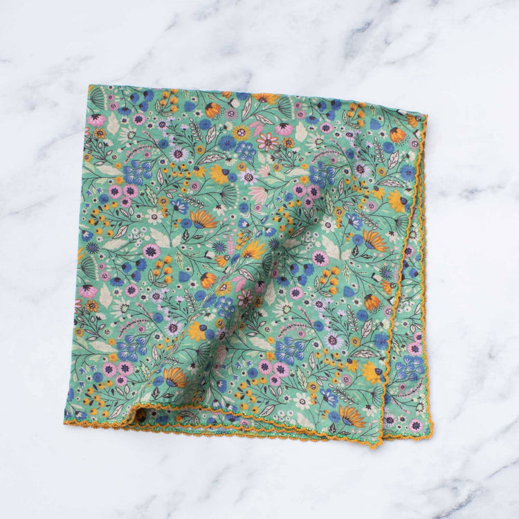 Square scarf with floral fields