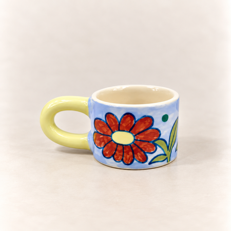 Tasse espresso bleu en céramique Fleurs