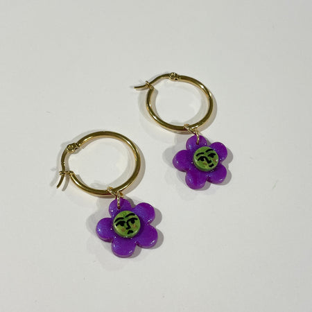 Boucles d'oreilles en argile Flower Face