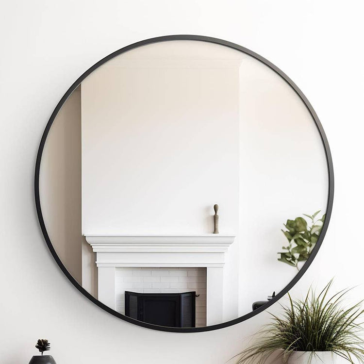 Grand miroir rond noir