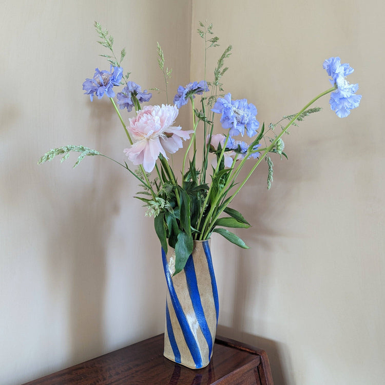 Blue Stripe Twist Vase