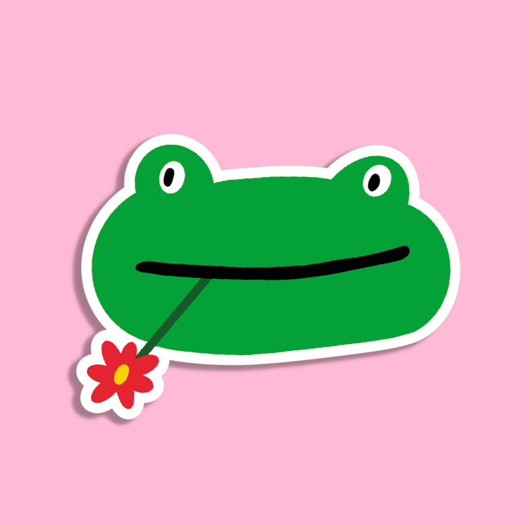 Autocollant Grenouille fleur