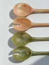 Olive green marbled resin salad servers - set of 2