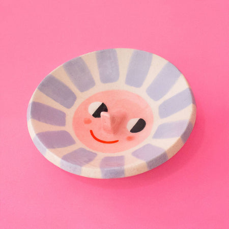 Ceramic empty pocket plate 'Happy Sun lilac' 