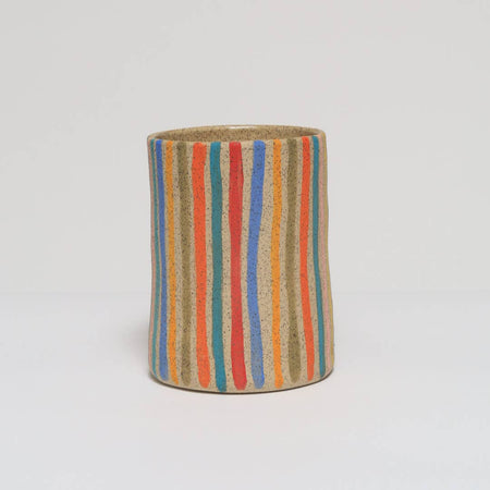 Rainbow striped ceramic vase