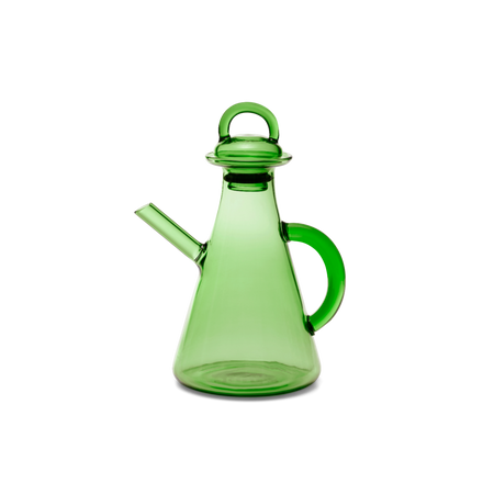 Green glass oil cruet