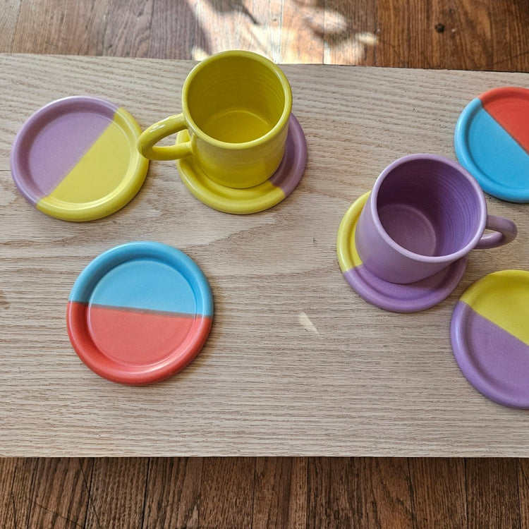 Half-and-Half Ceramic Saucer [Various Colors]