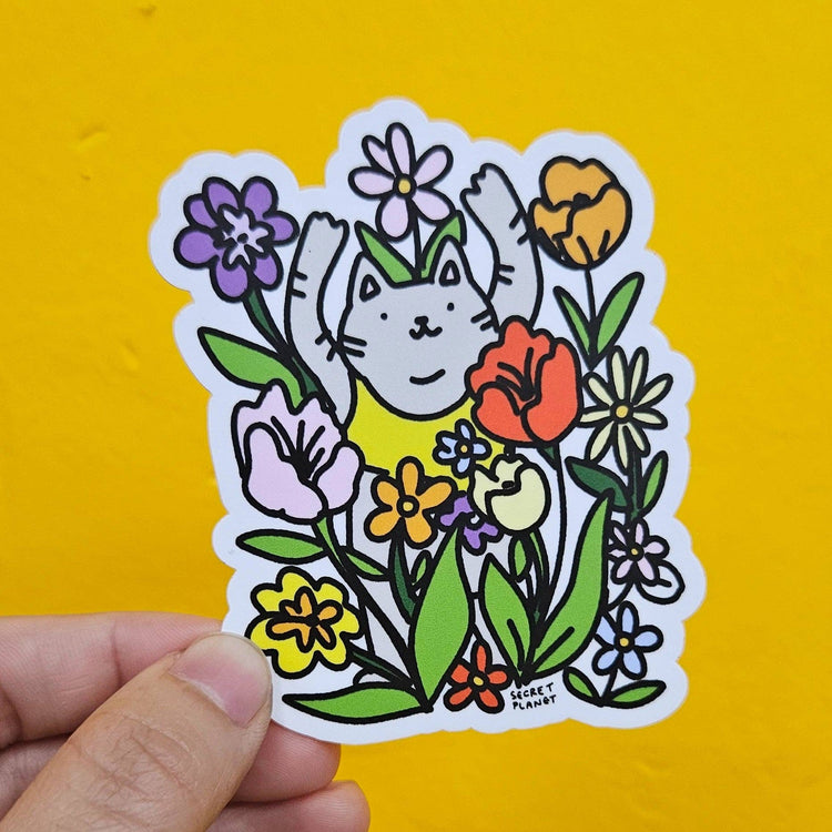 Autocollant Rainbow Flowers Cat Pride