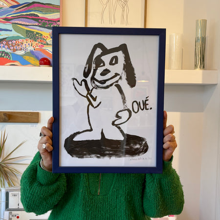 Affiche 'Chien oué' encadrée [tel quel]