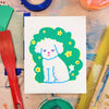 Affiche sérigraphie 'Sleepy Flower Field Pup'