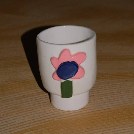 Pink flower ceramic tumbler cup