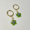 Flower Face clay and pearl earrings [varied colors] 