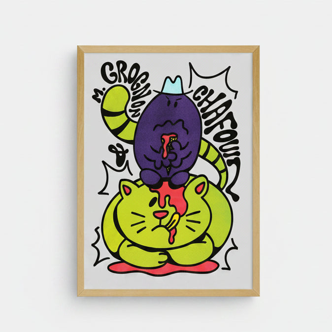 Affiche risographie 'Monsieur Grognon'