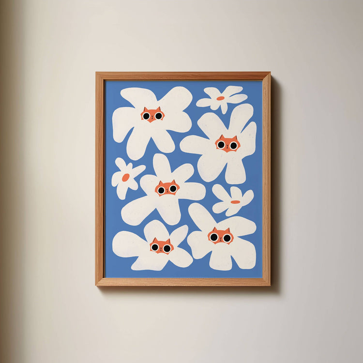 Affiche Fleurs Chats